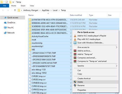 How to View and Cleanup Temporary Files in .